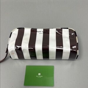 Kate Spade Brown and White Toiletry Bag